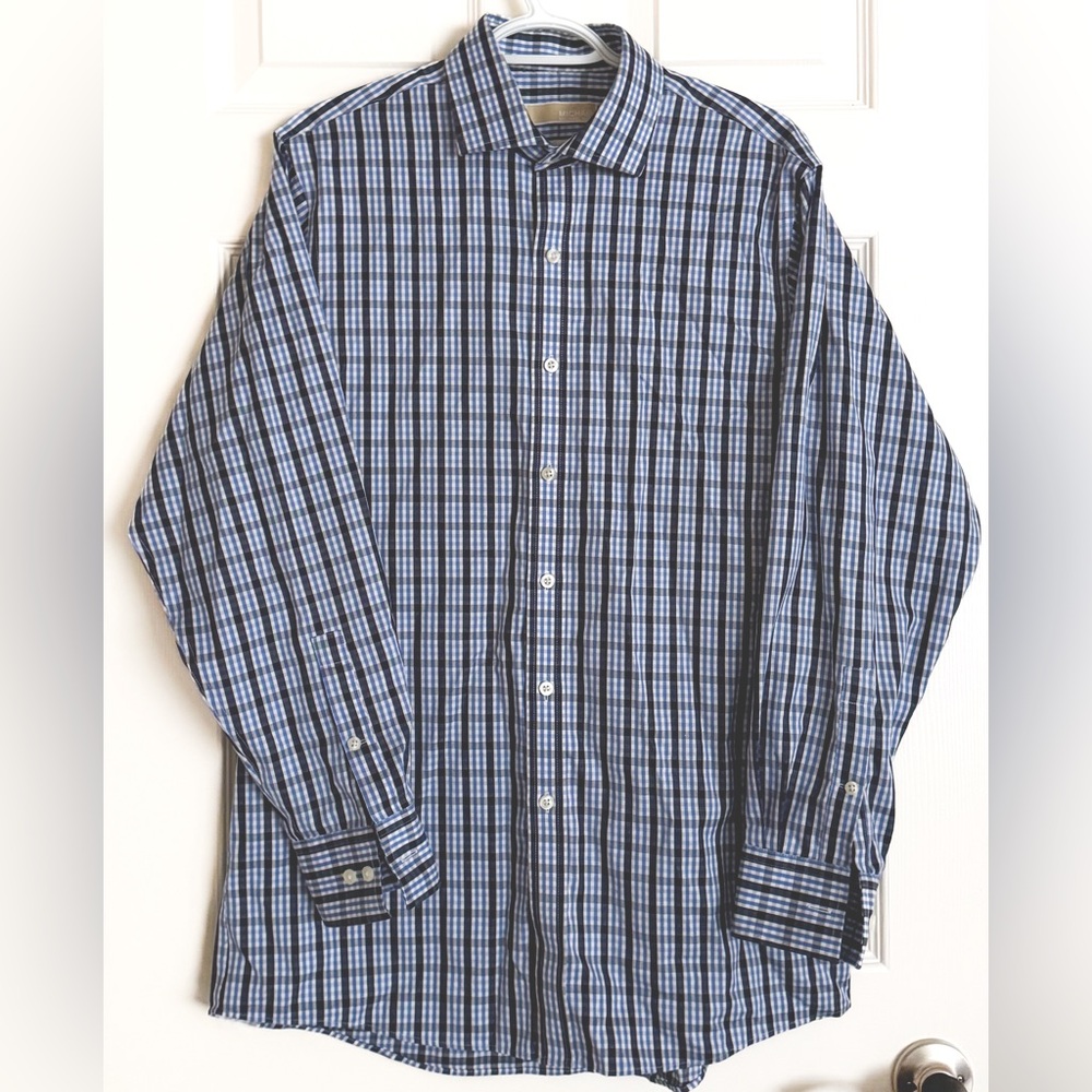 Vtg Michael Kors Regular Fit Non-Iron Check Plaid  Shirt M 15-15 1/2 , 32/33